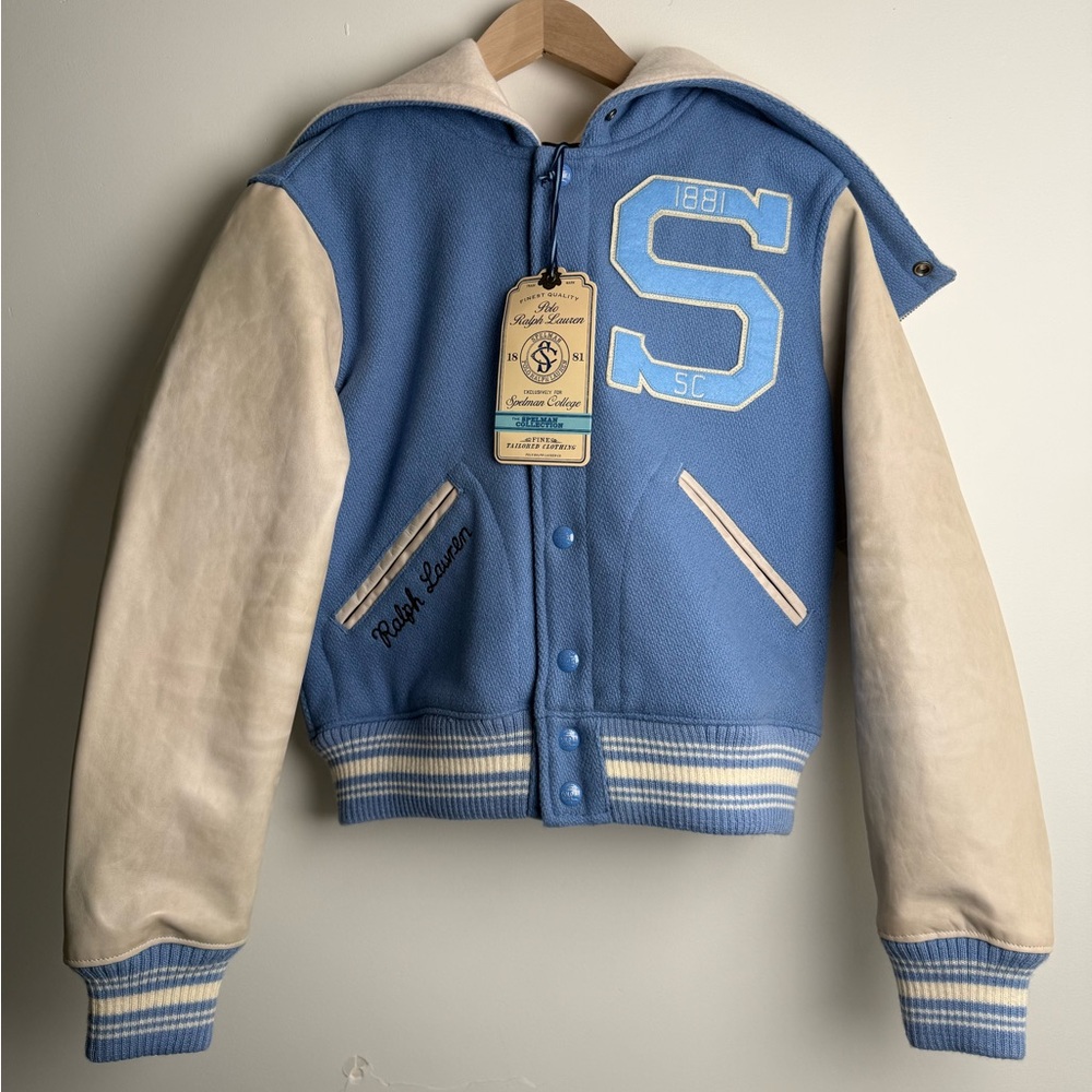 Ralph Lauren Spelman college varsity wool leather jacket. Limited edition